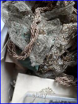Old textile costume ancien embroidery broderie soie art deco Lanvin Lesage 20e