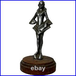 Original Art Déco Britannique Chromé Bronze Lady Dancer Voiture Mascot Figurine