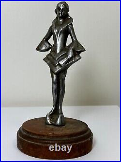 Original Art Déco Britannique Chromé Bronze Lady Dancer Voiture Mascot Figurine