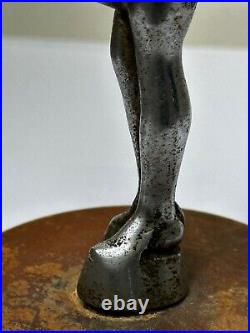 Original Art Déco Britannique Chromé Bronze Lady Dancer Voiture Mascot Figurine