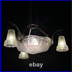 Original Art Déco Lustre Lampe à Suspension Lampe Plafond