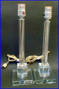 PAIRE DE LAMPES ART DECO VERRE cristal gratte-ciel