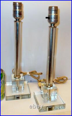 PAIRE DE LAMPES ART DECO VERRE cristal gratte-ciel