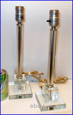 PAIRE DE LAMPES ART DECO VERRE cristal gratte-ciel