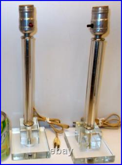 PAIRE DE LAMPES ART DECO VERRE cristal gratte-ciel