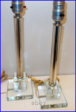 PAIRE DE LAMPES ART DECO VERRE cristal gratte-ciel