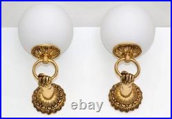 Paire d'appliques murales de collection vintage art déco en laiton globe