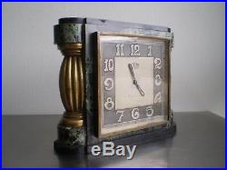 Pendule Horloge Cotna Paris Art Deco Mvt Electrique 1930 Bronze Dore Marbre
