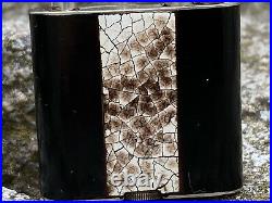 Petrol-lighter -art Deco, laqué (de Chine) & Coquille D Oeuf, briquet (alpacca)