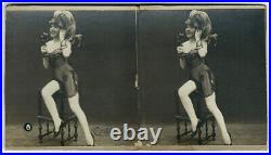 Photo stéréo 1928 art déco Femme sexy en lingerie téléphone stereoview curiosa