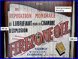 Plaque panneau bois huile FIREZONE OIL (no émaillée) garage voiture bidon 1930