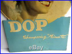 Plaque publicitaire ART DECO, tôle sérigraphiée, non émaillée Shampoing DOP