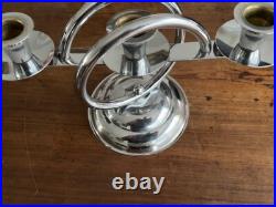 Porte-Bougie Art Déco Chrome Antique Fait Main Original, Pays-Bas 1920, Moyen