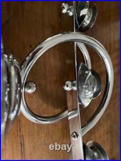 Porte-Bougie Art Déco Chrome Antique Fait Main Original, Pays-Bas 1920, Moyen