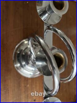 Porte-Bougie Art Déco Chrome Antique Fait Main Original, Pays-Bas 1920, Moyen