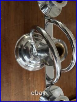 Porte-Bougie Art Déco Chrome Antique Fait Main Original, Pays-Bas 1920, Moyen