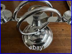 Porte-Bougie Art Déco Chrome Antique Fait Main Original, Pays-Bas 1920, Moyen