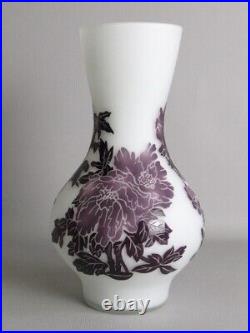 Pot Verre Art Déco Blanc Camée Gravé Fleurs Violet Vintage Collection Moitié 900 Pot Verre Art Déco Blanc Camée Gravé Fleurs Violet Vintage Collection Moitié 900