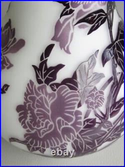 Pot Verre Art Déco Blanc Camée Gravé Fleurs Violet Vintage Collection Moitié 900 Pot Verre Art Déco Blanc Camée Gravé Fleurs Violet Vintage Collection Moitié 900