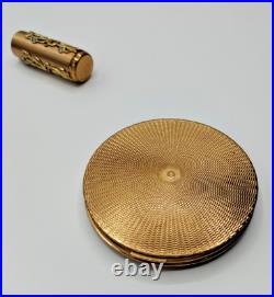 Poudrier Et Etui Rouge A Levre Manque Vintage Dore Art Deco