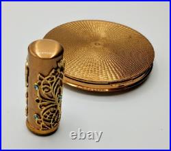 Poudrier Et Etui Rouge A Levre Manque Vintage Dore Art Deco