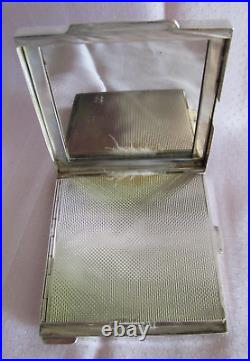 Poudrier miroir en argent guilloché 800 Art Déco 135 Grs