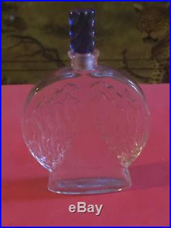 RARE Flacon Art-Déco de Parfum Toujours Moi de Corday Bouchon Verre Bleu 1930s