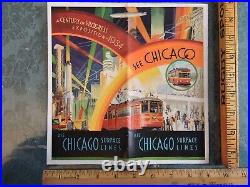 Rare 1933 Chicago Worlds Fair Bus Trolley MAP 12 pages brochure art déco