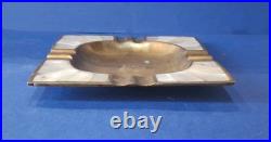 Rare Ancien Cendrier Art Déco Italien En Laiton et Nacre année 1930 Carré 11,2cm