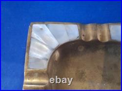 Rare Ancien Cendrier Art Déco Italien En Laiton et Nacre année 1930 Carré 11,2cm