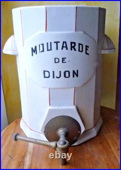 Rare Ancien Grand Distributeur Moutarde de Dijon 30 cm Digoin Art Déco