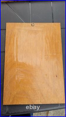 Rare Art Deco 2 Panneaux Bois Vernis Pin Up Original 1950 Made In USA