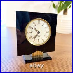Rare Art Déco Japy Bakélite Noire Horloge Bureau Française 1930