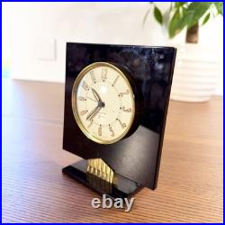 Rare Art Déco Japy Bakélite Noire Horloge Bureau Française 1930