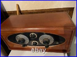 Rare Émetteur récepteur Radio Marine 1930's art deco acajou + Son haut parleur