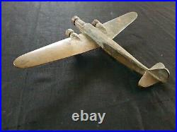 Rare Grand Avion Bronze Lourd Art Populaire Deco Aéronautique Aviation Maquette