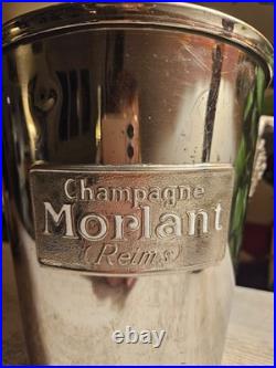 Rare Seau A Champagne Morlant Art Deco Ancien En Metal Argente Collection