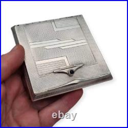 Rare paillette Art déco en argent 925 avec allumette intégrée et pierre bleue