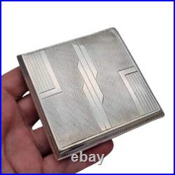 Rare paillette Art déco en argent 925 avec allumette intégrée et pierre bleue