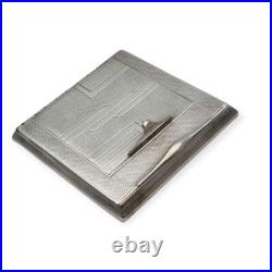Rare paillette Art déco en argent 925 avec allumette intégrée et pierre bleue