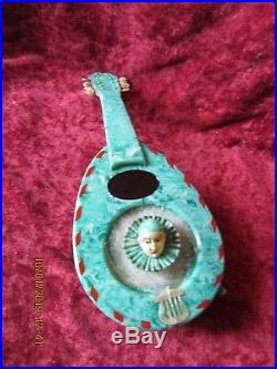 Rarissime Houppette A Poudre Ancienne Pierrot Mandoline En Celluloïd / Art Deco