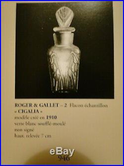 Rene Lalique Rare Flacon Miniature Art Deco Cigalia Roger & Gallet No Vase