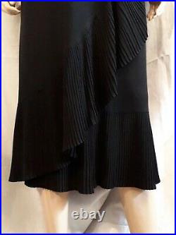 Robe en crêpe de soie vers 1925 noire et plissée art déco t 38/40 vintage dress