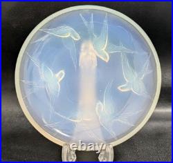 Sabino France Assiette à Hirondelle Opale 12cm Verre Art Déco Collection
