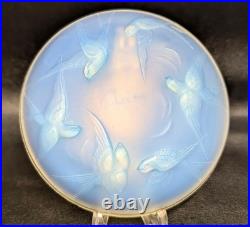 Sabino France Assiette à Hirondelle Opale 12cm Verre Art Déco Collection