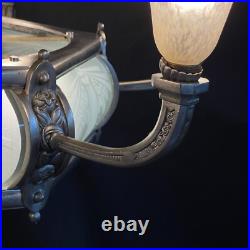 Schneider Lustre Art déco Suspension Plafonnier Verre 1920 Original 84 cm