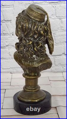 Sculpture Buste Bronze Signé M. Lopez Dame Souriante Art Déco Collection
