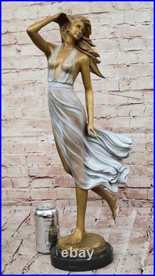 Sculpture Femme Bronze Élégante Sculpture Jupe Volant Art Deco Objet Collection