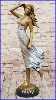 Sculpture Femme Bronze Élégante Sculpture Jupe Volant Art Deco Objet Collection