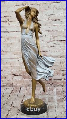 Sculpture Femme Bronze Élégante Sculpture Jupe Volant Art Deco Objet Collection